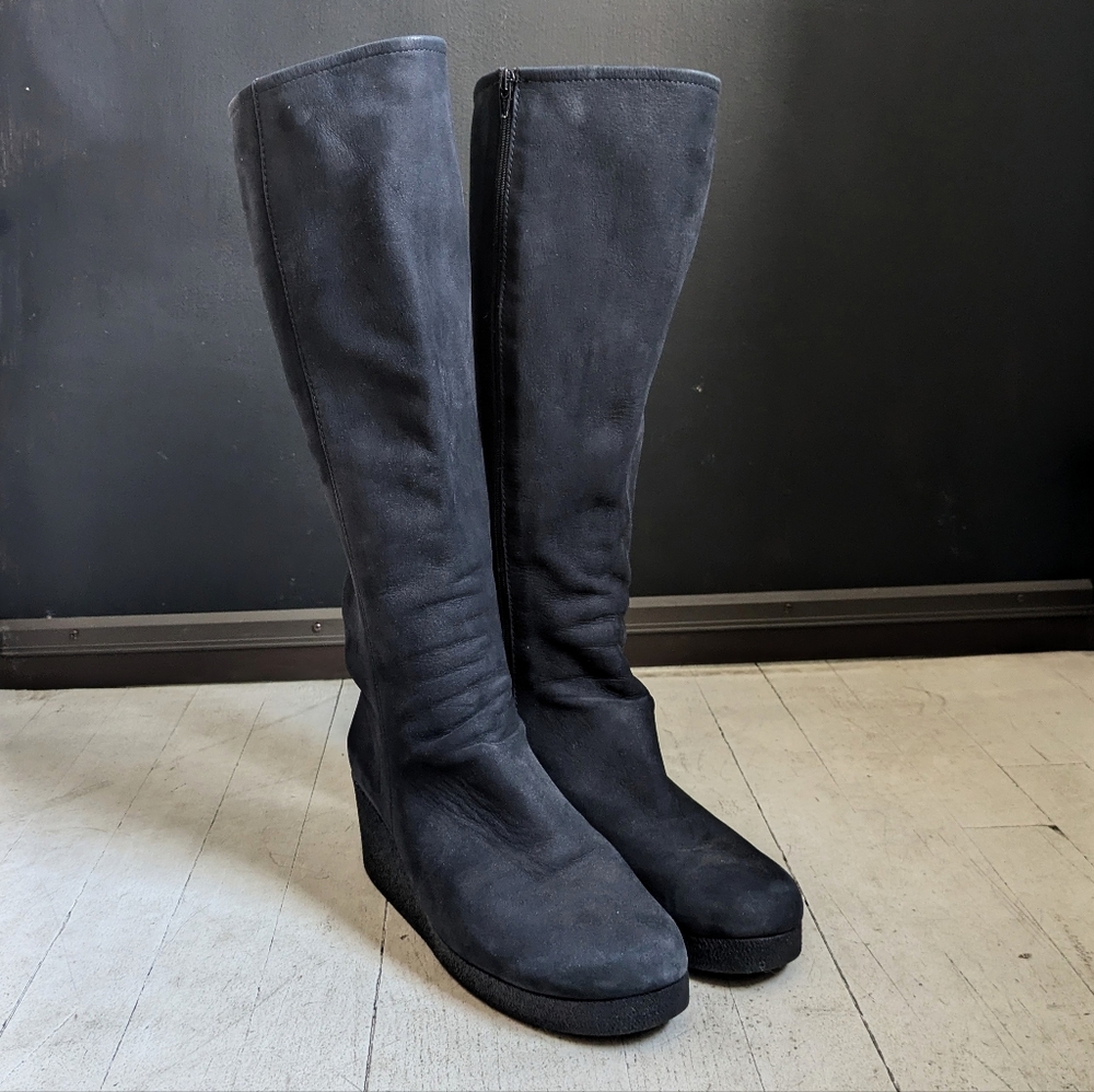 Arche nubuck knee-high wedge boots